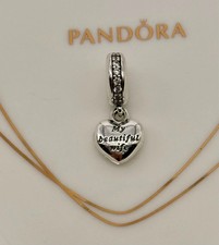 New 100% Genuine Pandora 'My Beautiful Wife' Heart Locket Dangle Charm 791524CZ