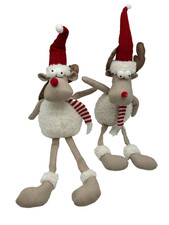 Holiday Shelf Sitter Reindeer Plush Weighted Long Leg Rustic Farmhouse C58 G450