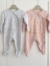 Baby Girls 0-3 Months Babygrow Sleepsuit Bundle Love Mummy Daddy George VGC