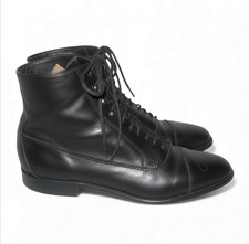 VTG White Mntn BLACK LEATHER ANKLE BOOTS Lace-Up Brogue Granny Grunge Pixie 7