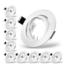 10 x Downlights for Ceiling GU10, Round Matt White Metal Frame (PPR£24.99)