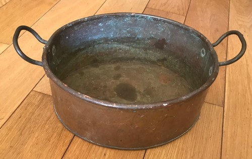 Vintage oval copper planter - oval,