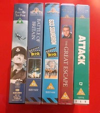 5 Video Bundle War Movies VHS Attack First Of The Few 633 Squadron Battle TESTED