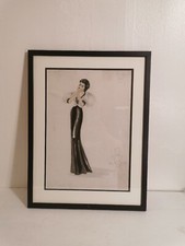 Cruise Evening, *Signed* J Frankling. Mixed Media Art Deco Fashion Drawing Retro