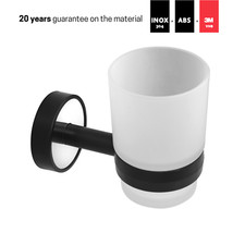Toothbrush Holder,Frosted Glass Tumbler,Stainless Steel,Self Adhesive,Made in EU