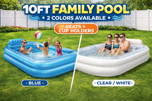 10ft inflatable family pool - 10ft, w/