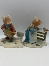 Foxwood Tales Mr & Mrs Mouse winter figurines, by V&B in original tins