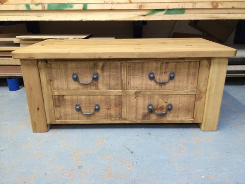 Rustic drawer coffee table - drawer,