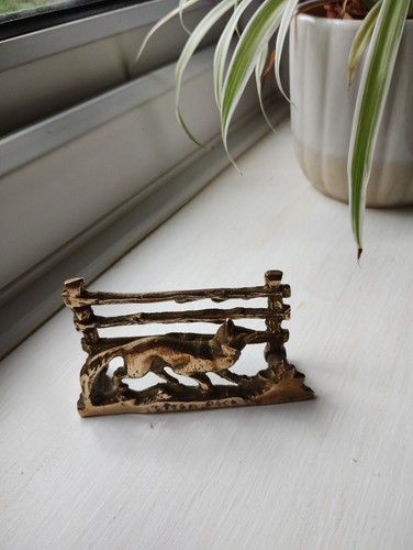Vintage brass fox letter rack - brass,