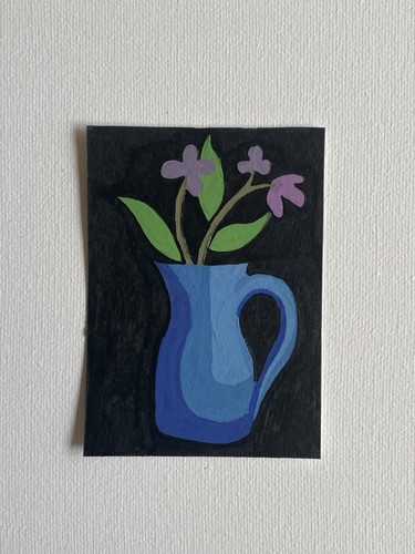 Aceo original painting blue - original,