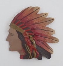 Vintage Native American Indian Head Chalkware Wall Plaque Ornament 32 cm High