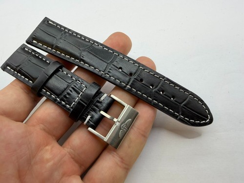22mm breitling black leather - 22mm,