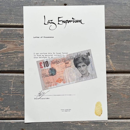 Banksy faced tenner with - banksy, (with