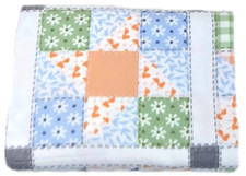 2.25m Remnant blue green brown PRINTED patchwork design soft white polar fleece