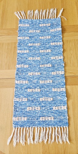 Blue handwoven rag rug from