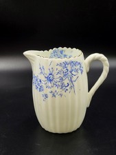 Antique Tuscan China Blue And White Fluted Jug, Circa 1902
