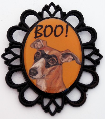 Greyhound breed halloween pin - greyhound,