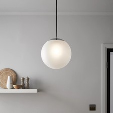 Dacite White Chrome Effect Pendant Ceiling Light E27, (Dia) 280mm