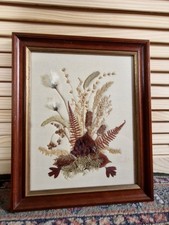 Vintage Scottish Dried Flower Picture arrangement wall art Bracken Corn Autumnal
