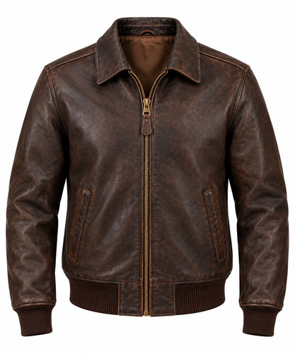 Men genuine leather bomber - genuine,