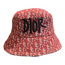 Dior Monogram Bucket Hat Red Beige – Embroidered Logo Unisex Streetwear