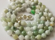 NICE VINTAGE 925 SILVER ICY-GREEN JADE JADEITE NECKLACE, 18 1/2". (no.2)