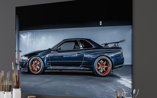 Car canvas picture - picture, coloured