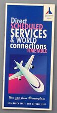 BIRMINGHAM AIRPORT TIMETABLE SUMMER 1997 AIRLINE