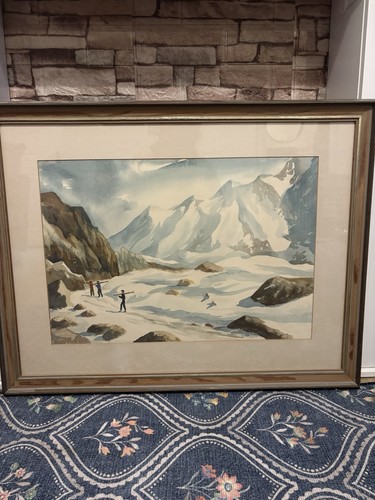 Framed watercolour alpine - framed, —
