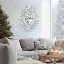 60CM Diamante Beaded Crystals Quartz Jeweled Wall Clock Home Decor Living Room