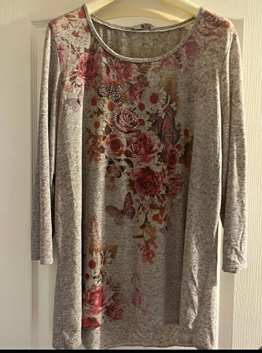 Grey floral butterfly tunic - floral,