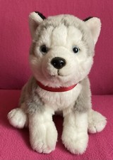 FAO Schwarz Husky Puppy Dog Grey Cream Soft Plush Toy 9” x 11”