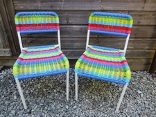 PAIR-2 IKEA FARGLADD CHILDREN'S WOVEN PLASTIC RATTAN/WICKER RAINBOW CHAIRS-18844