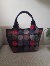 BODEN PVC COTTON UNDERARM STRAP HANDBAG SHOULDER BAG TOTE ROOMY POLKA DOT