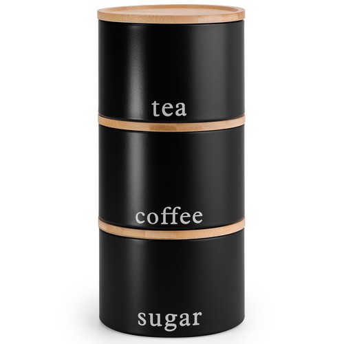 Tea coffee sugar canisters set - tea,