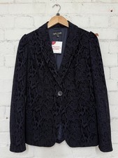 Women's OSSIE CLARK Navy Pattered Blazer UK 10 - CG C83
