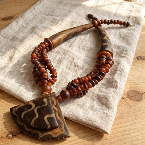 70s tribal statement necklace - 70s,