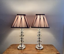 Pair Of Laura Ashley FARA Crystal Glass Lamps With Shades In Pink
