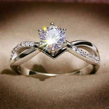Twisted Shank 2.20Ct Round Diamond Engagement Ring 14k White Gold Finish Size L