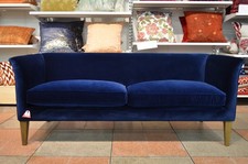 Sofa Com Fingal Sofa 2 .5 Seater Blue Velvet Couch Long Legs Formal Settee