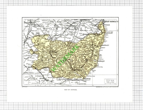 Map suffolk 1920 s - map,