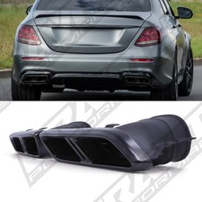 QUAD EXIT TAILPIPES GLOSS BLACK EXHAUST TIP FOR MERCEDES E CLASS E63 W213 17-23