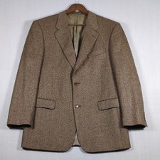 VTG Murano Brown Tweed Blazer Mens 40R 100% Wool Two Button Suit Coat