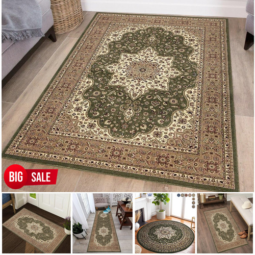 Green traditional vintage rug - traditional,