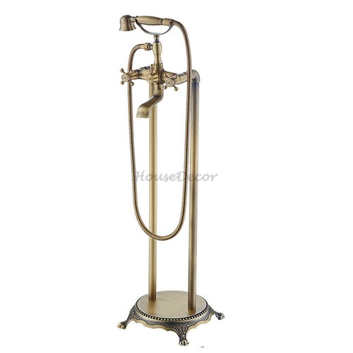 Antique brass bathroom floor - brass,