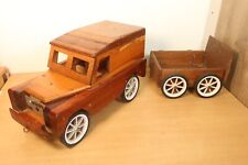 Vintage Land Rover Defender 90 Style Hand Built Wooden Scale Model + Trailer