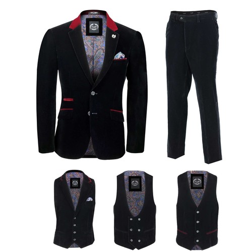 Mens black velvet vintage - velvet, 3