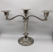 Vintage Unmarked Silver Tone Metal 3 Arm Table Candelabra Taper Candle Holder