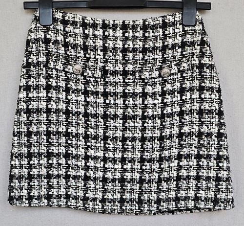 Black white check skirt - check,