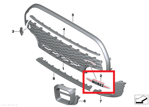 Mini jcw front - grille, emblem